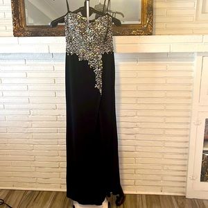 Black and rhinestones topped formal gown